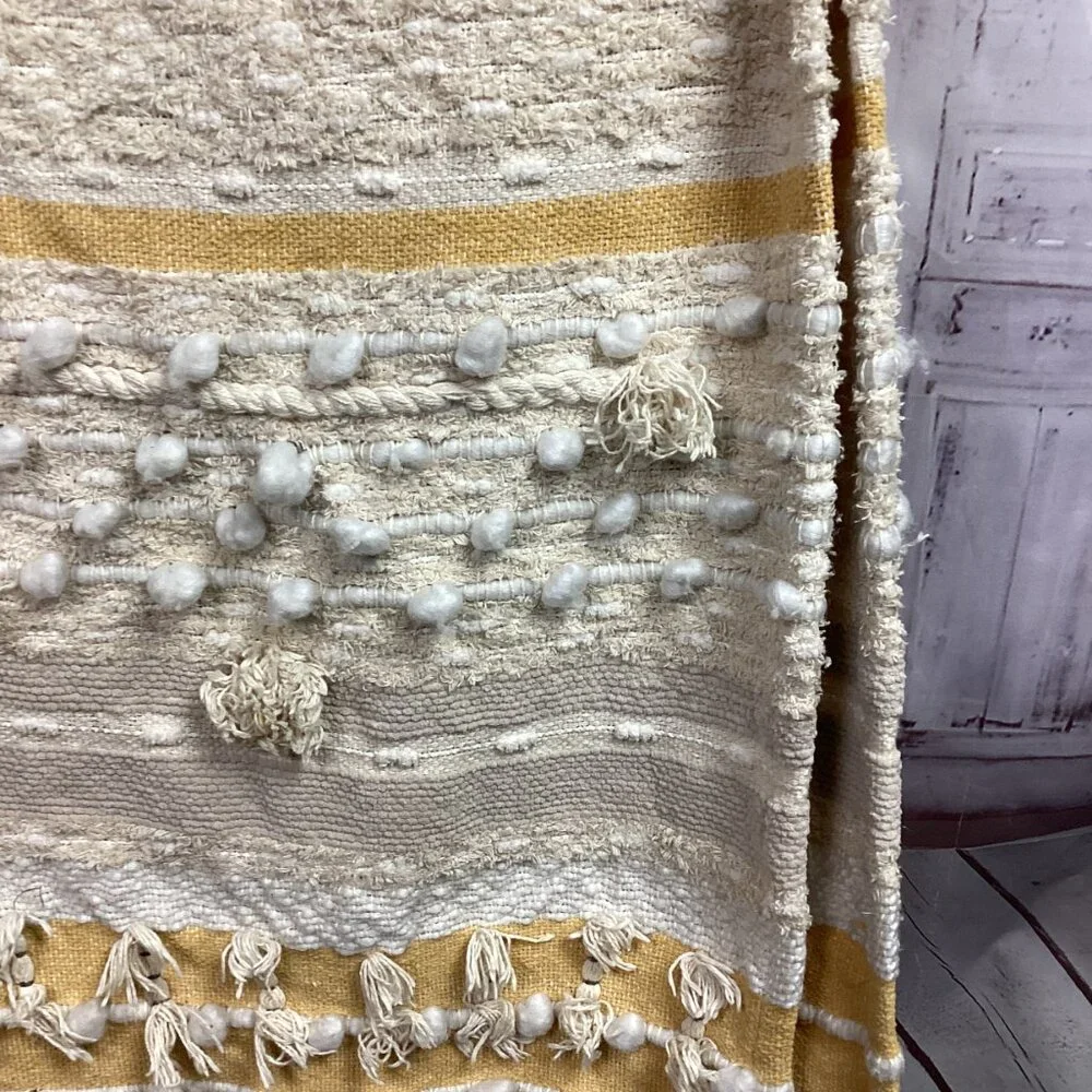 C&C California Yellow Cream Plush Decorative Throw